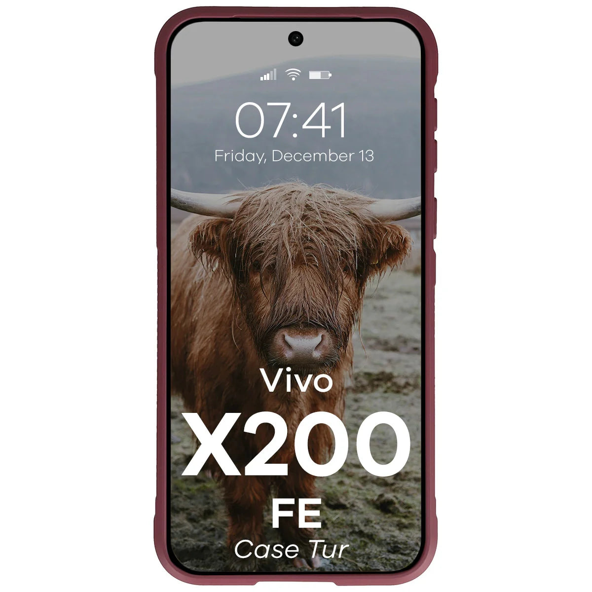 Robuste Handyhülle für Vivo X200 FE, Bizon Case Tur, Burgunderrot