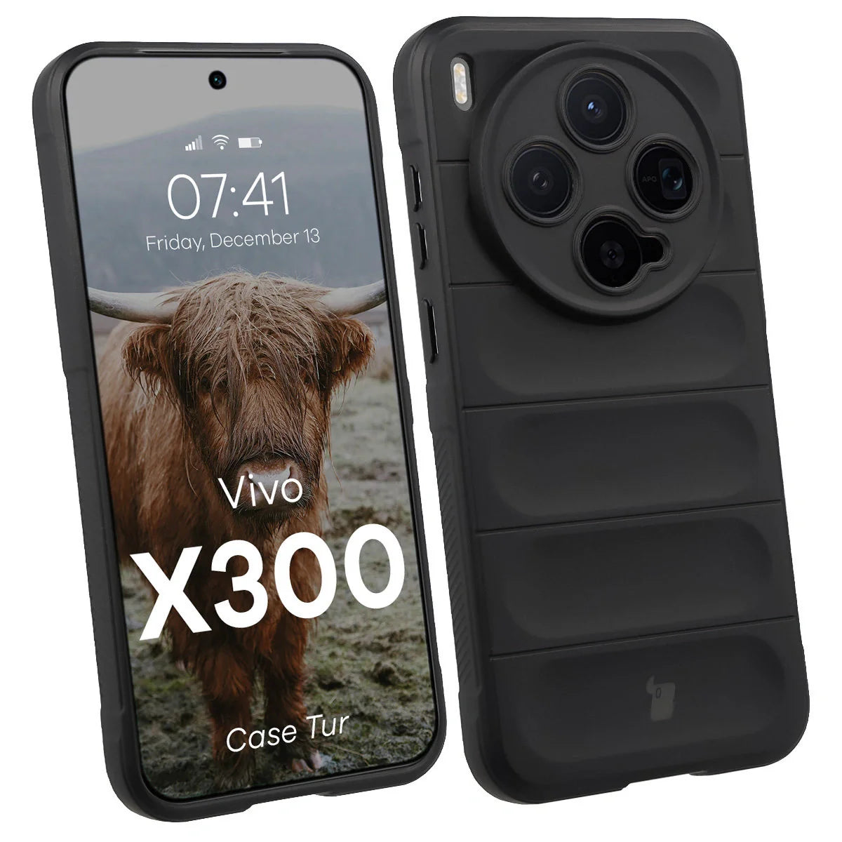 Robuste Handyhülle für Vivo X300, Bizon Case Tur, Schwarz