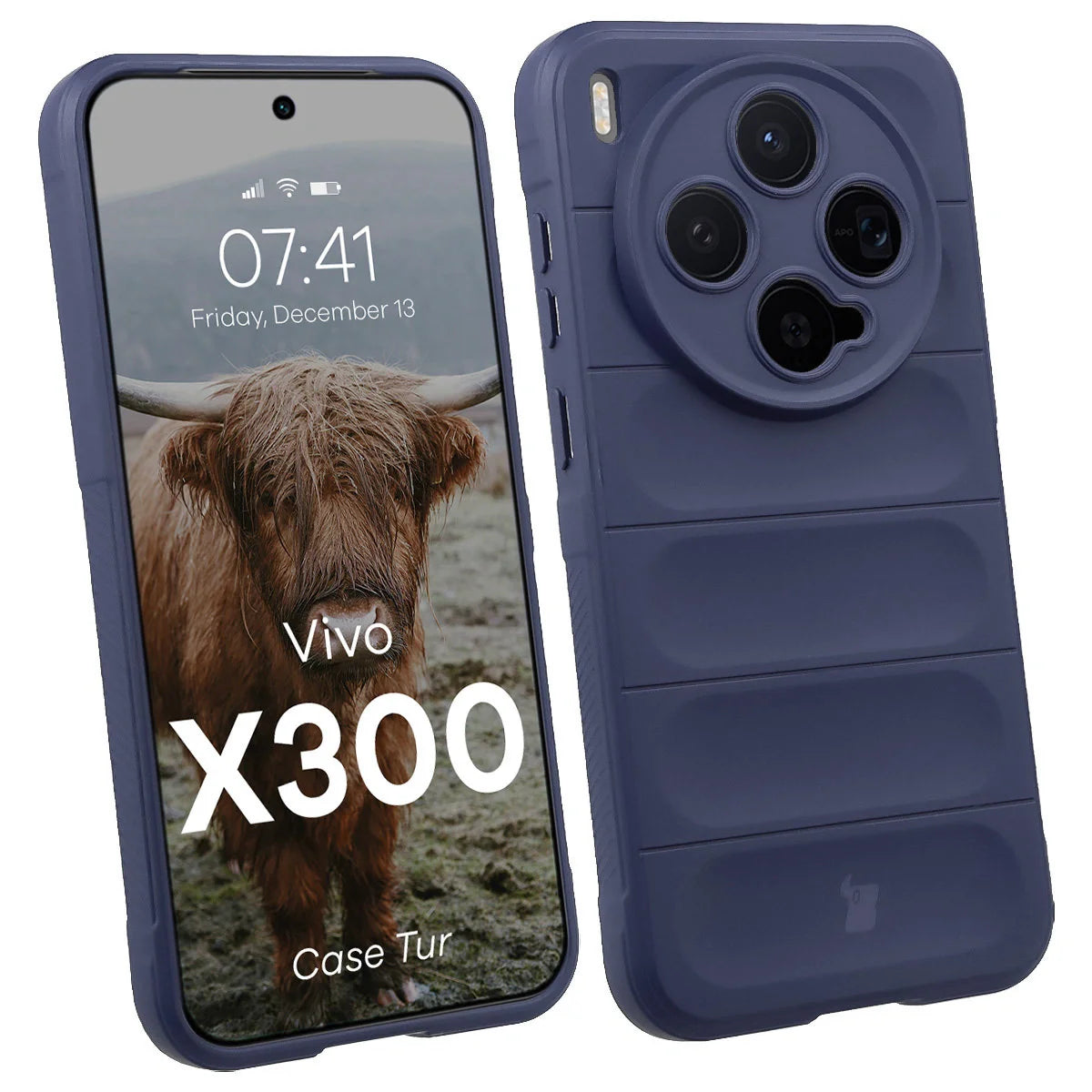 Robuste Handyhülle für Vivo X300, Bizon Case Tur, Dunkelblau