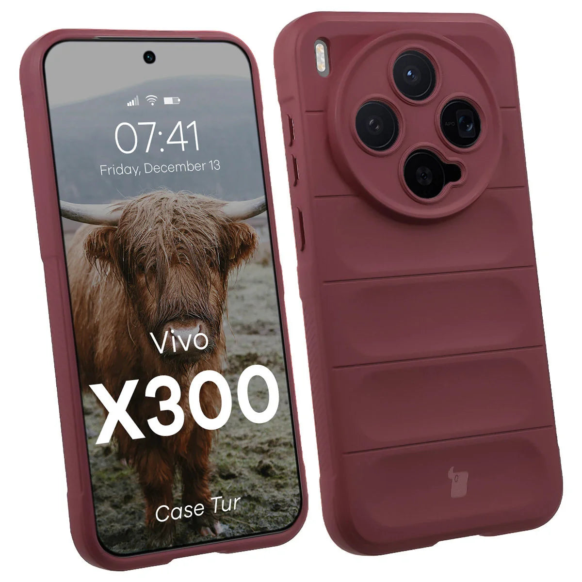 Robuste Handyhülle für Vivo X300, Bizon Case Tur, Burgunderrot