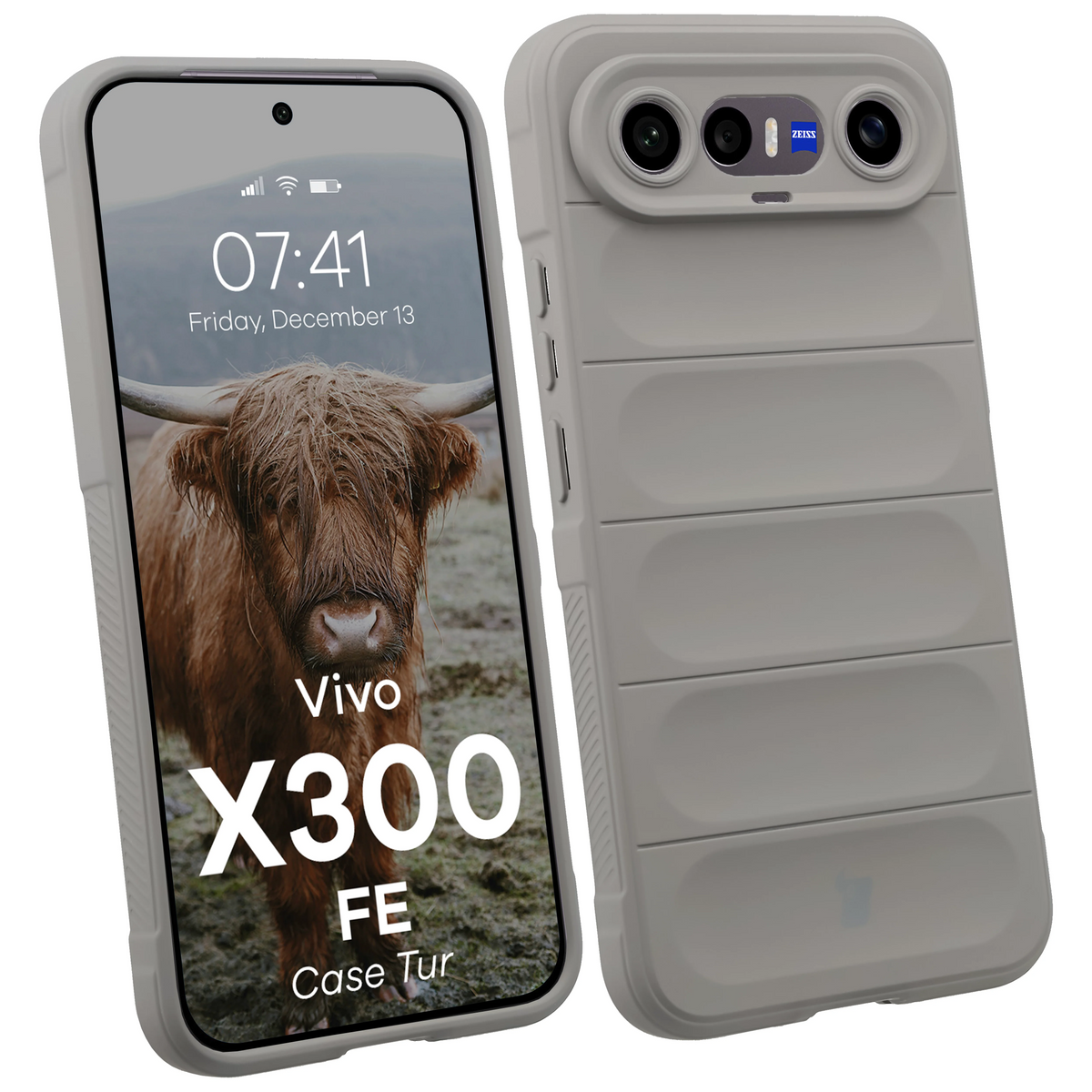 Robuste Handyhülle für Vivo X300 FE, Bizon Case Tur, Hellgrau