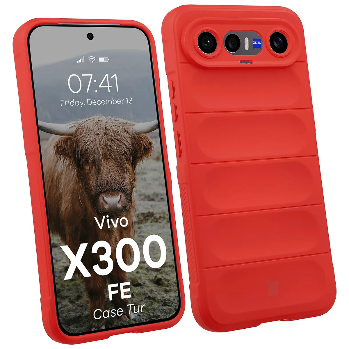 Robuste Handyhülle für Vivo X300 FE, Bizon Case Tur, Rot