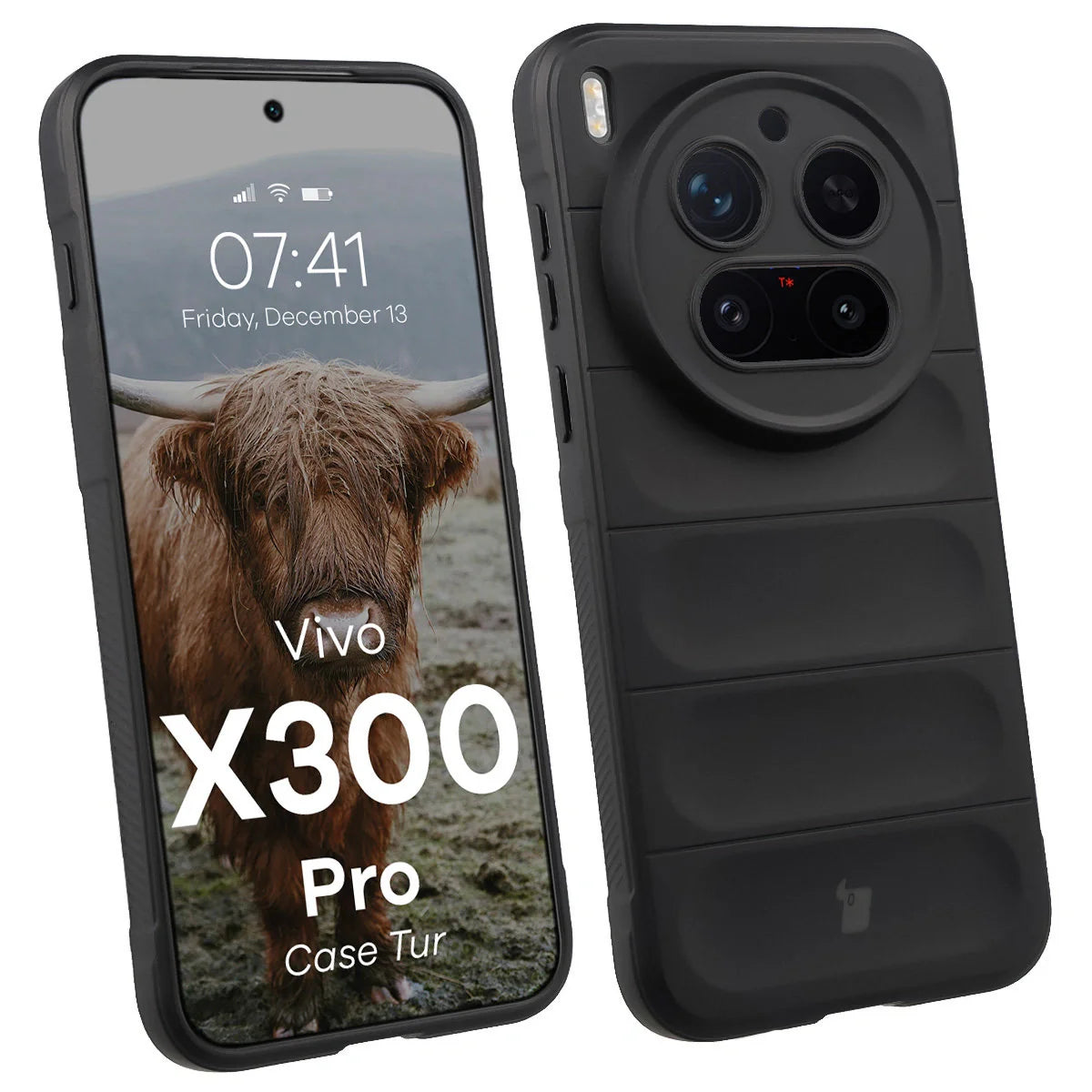 Robuste Handyhülle für Vivo X300 Pro, Bizon Case Tur, Schwarz