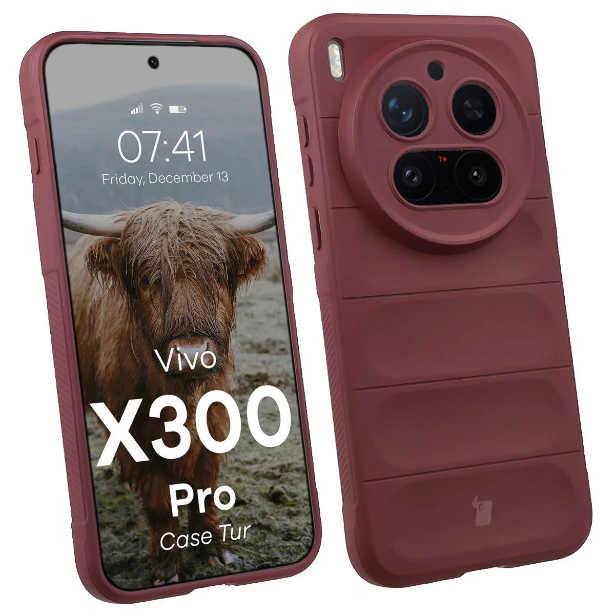 Robuste Handyhülle für Vivo X300 Pro, Bizon Case Tur, Burgunderrot