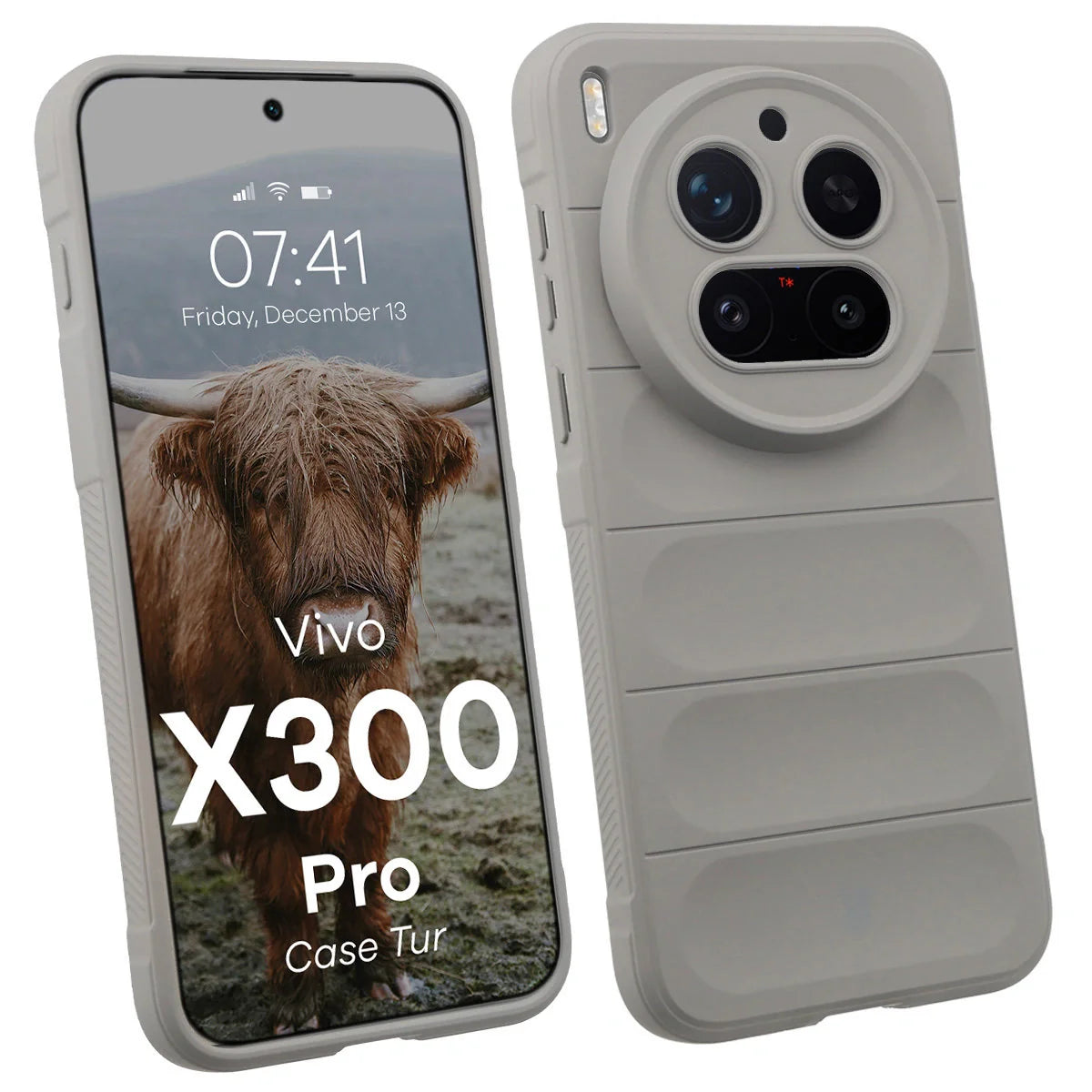 Robuste Handyhülle für Vivo X300 Pro, Bizon Case Tur, Hellgrau