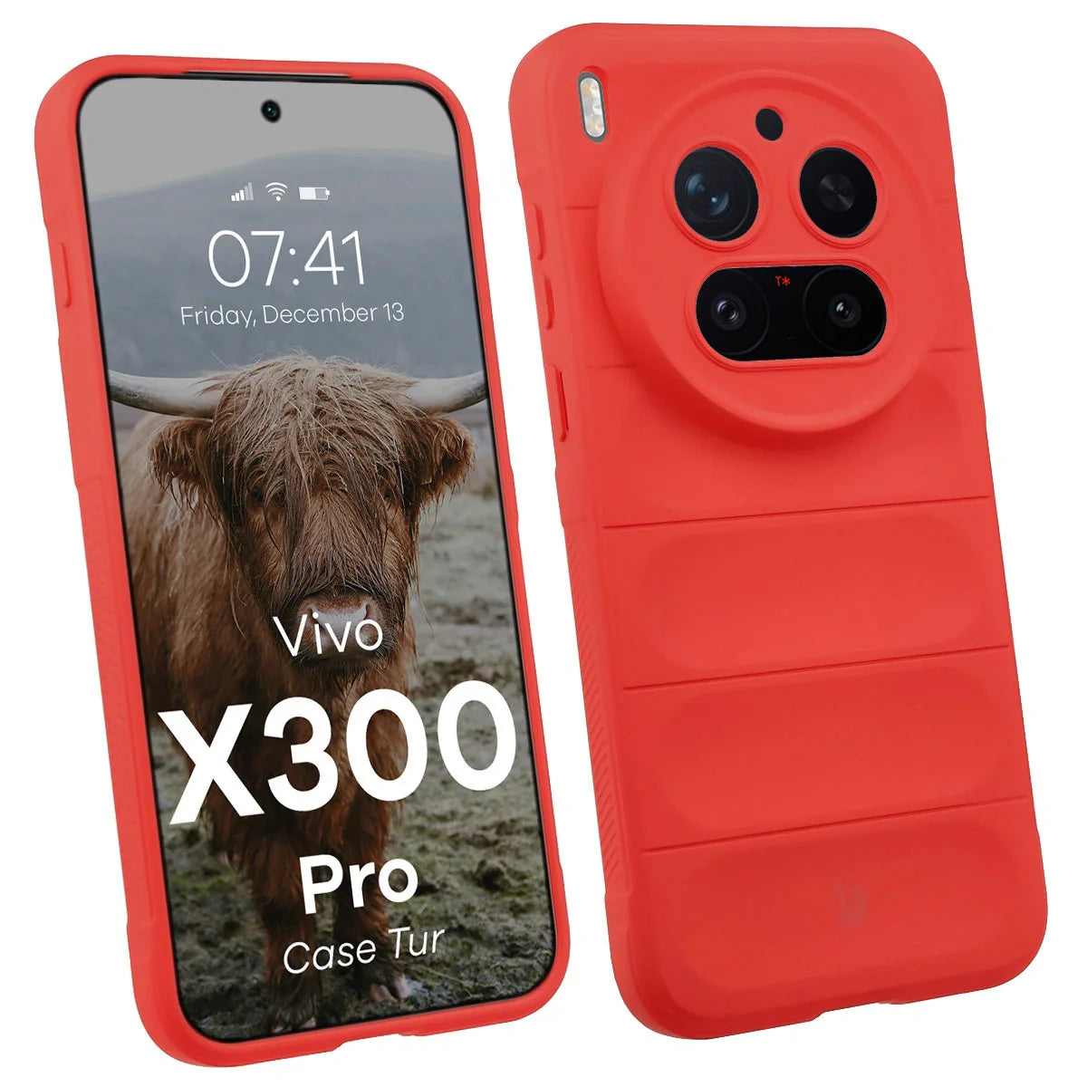 Robuste Handyhülle für Vivo X300 Pro, Bizon Case Tur, Rot