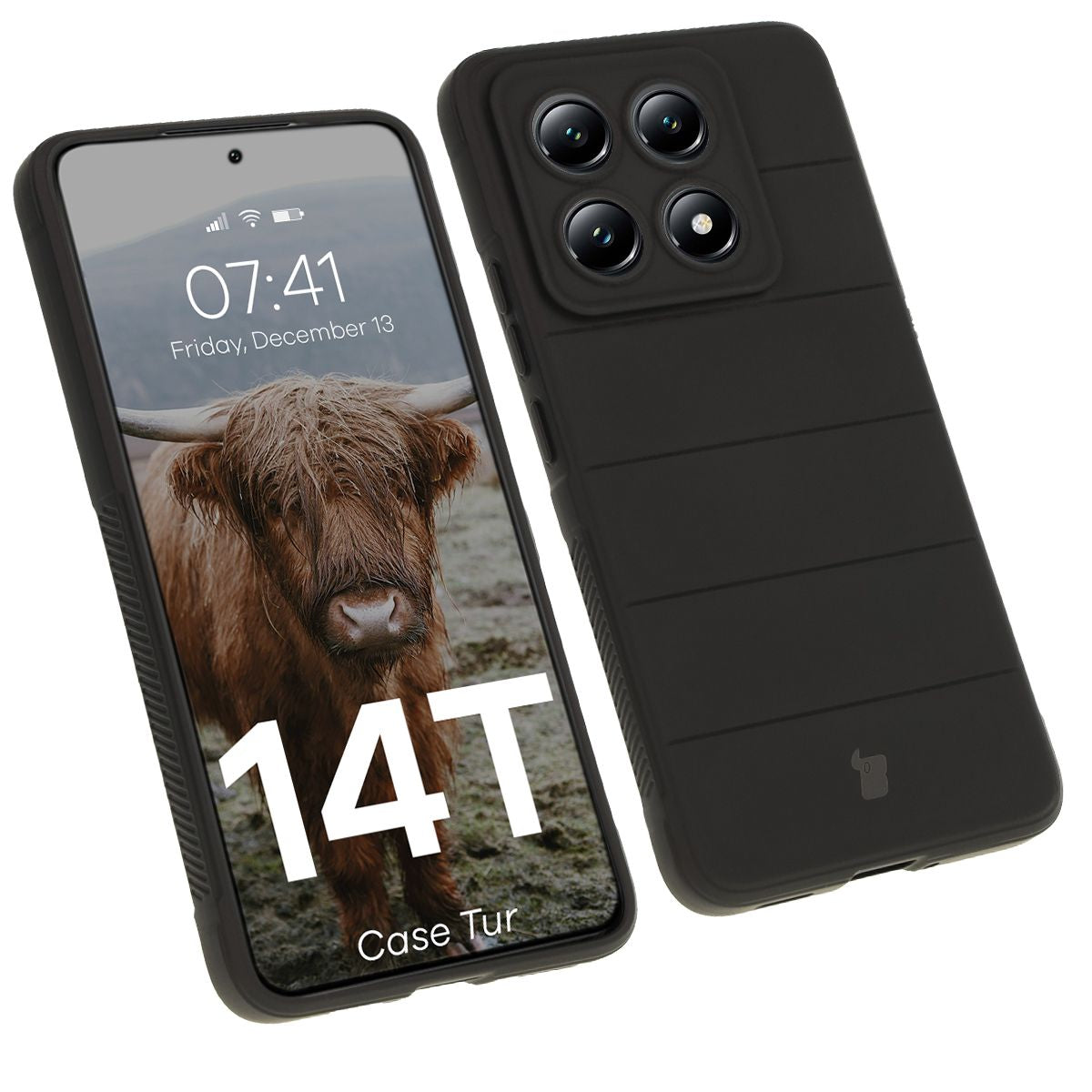 Robuste Handyhülle für Xiaomi 14T, Bizon Case Tur, Schwarz