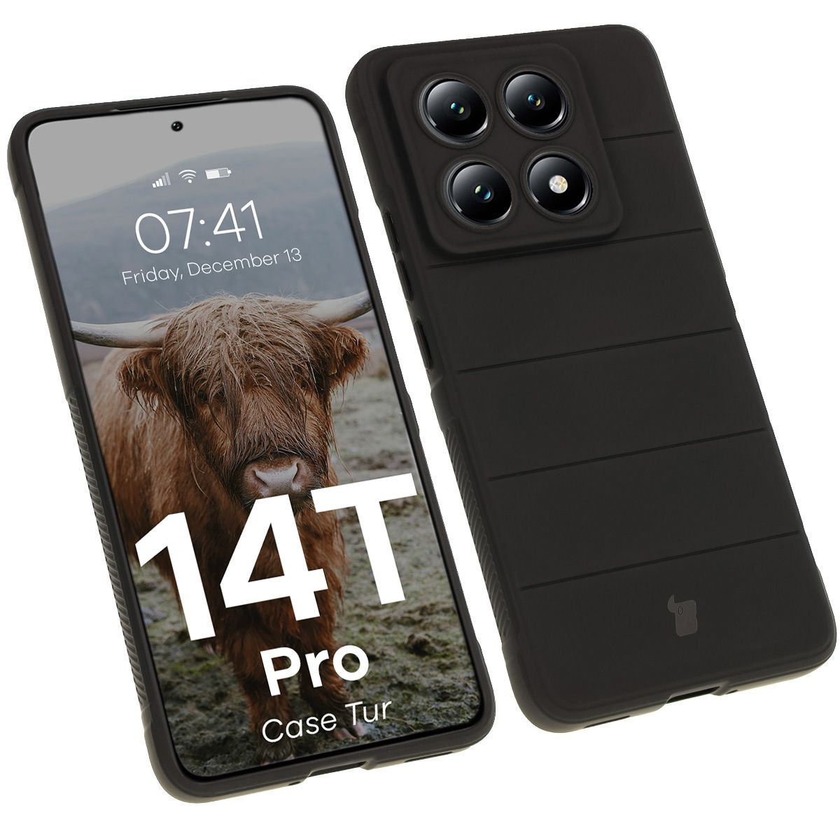 Robuste Handyhülle für Xiaomi 14T Pro, Bizon Case Tur, Schwarz