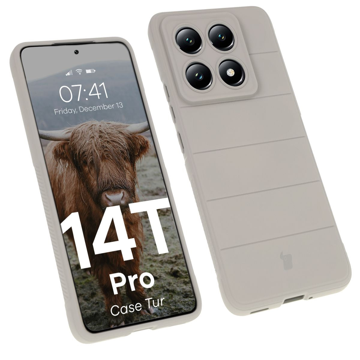 Robuste Handyhülle für Xiaomi 14T Pro, Bizon Case Tur, Hellgrau
