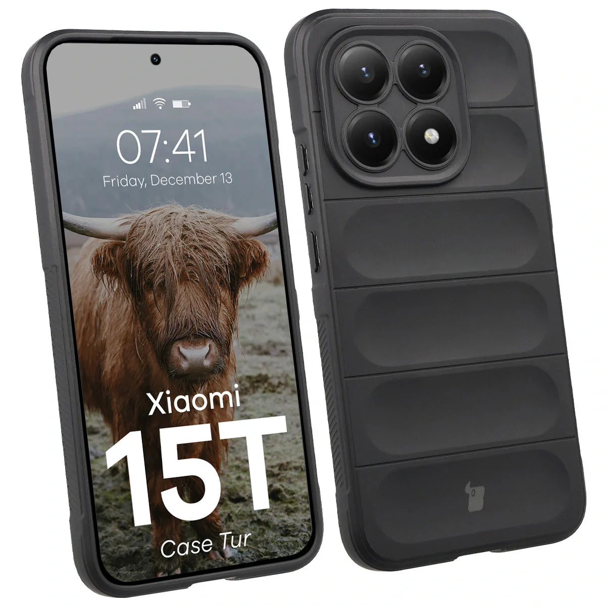 Robuste Handyhülle für Xiaomi 15T, Bizon Case Tur, Schwarz