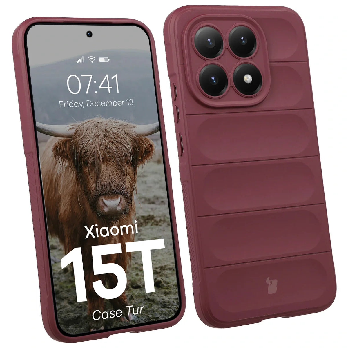 Robuste Handyhülle für Xiaomi 15T, Bizon Case Tur, Burgunderrot