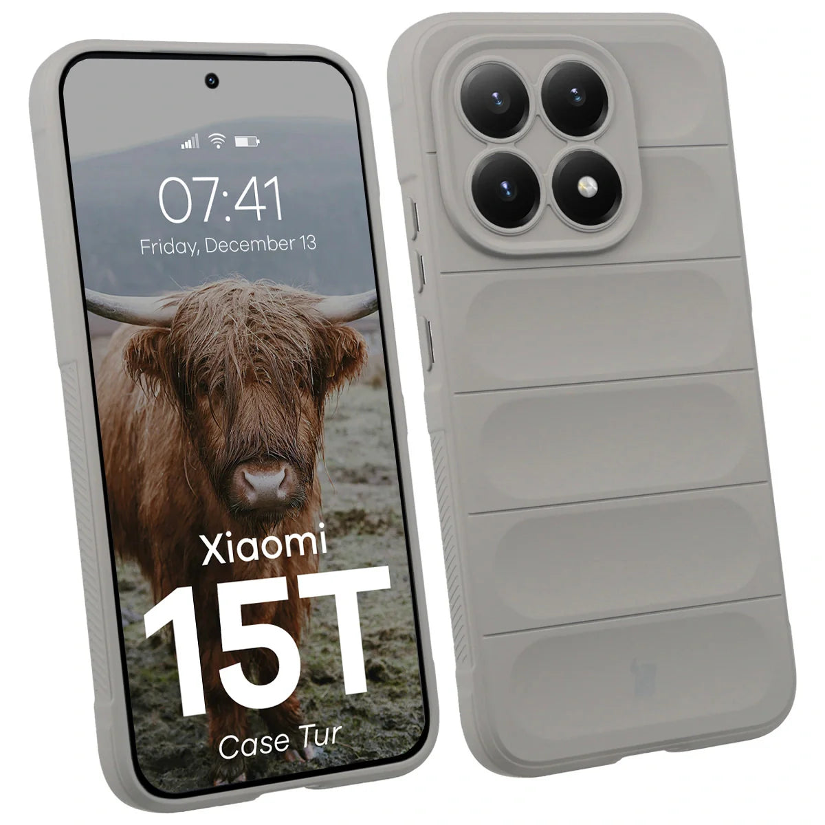 Robuste Handyhülle für Xiaomi 15T, Bizon Case Tur, Hellgrau