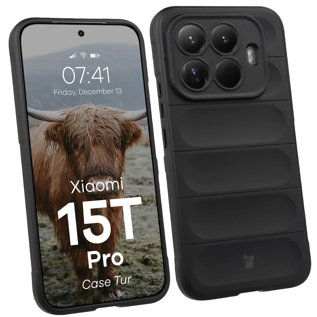 Robuste Handyhülle für Xiaomi 15T Pro, Bizon Case Tur, Schwarz