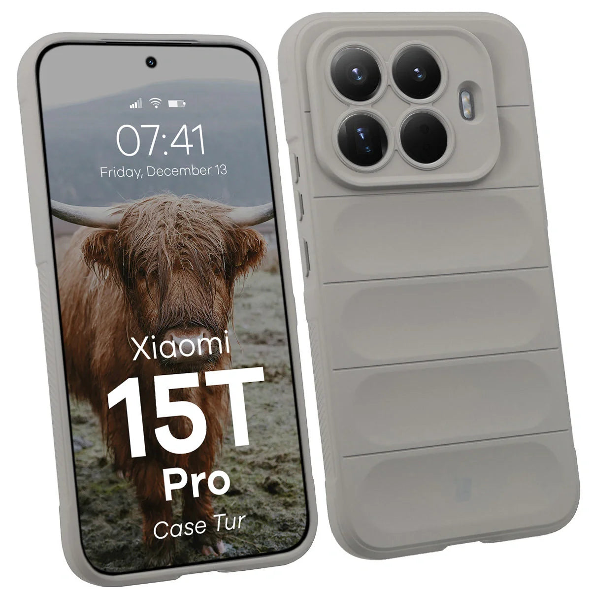 Robuste Handyhülle für Xiaomi 15T Pro, Bizon Case Tur, Hellgrau