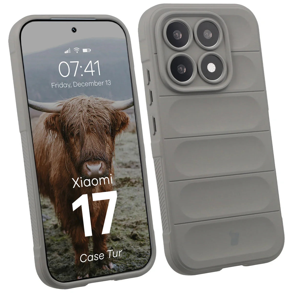 Robuste Handyhülle für Xiaomi 17, Bizon Case Tur, Hellgrau