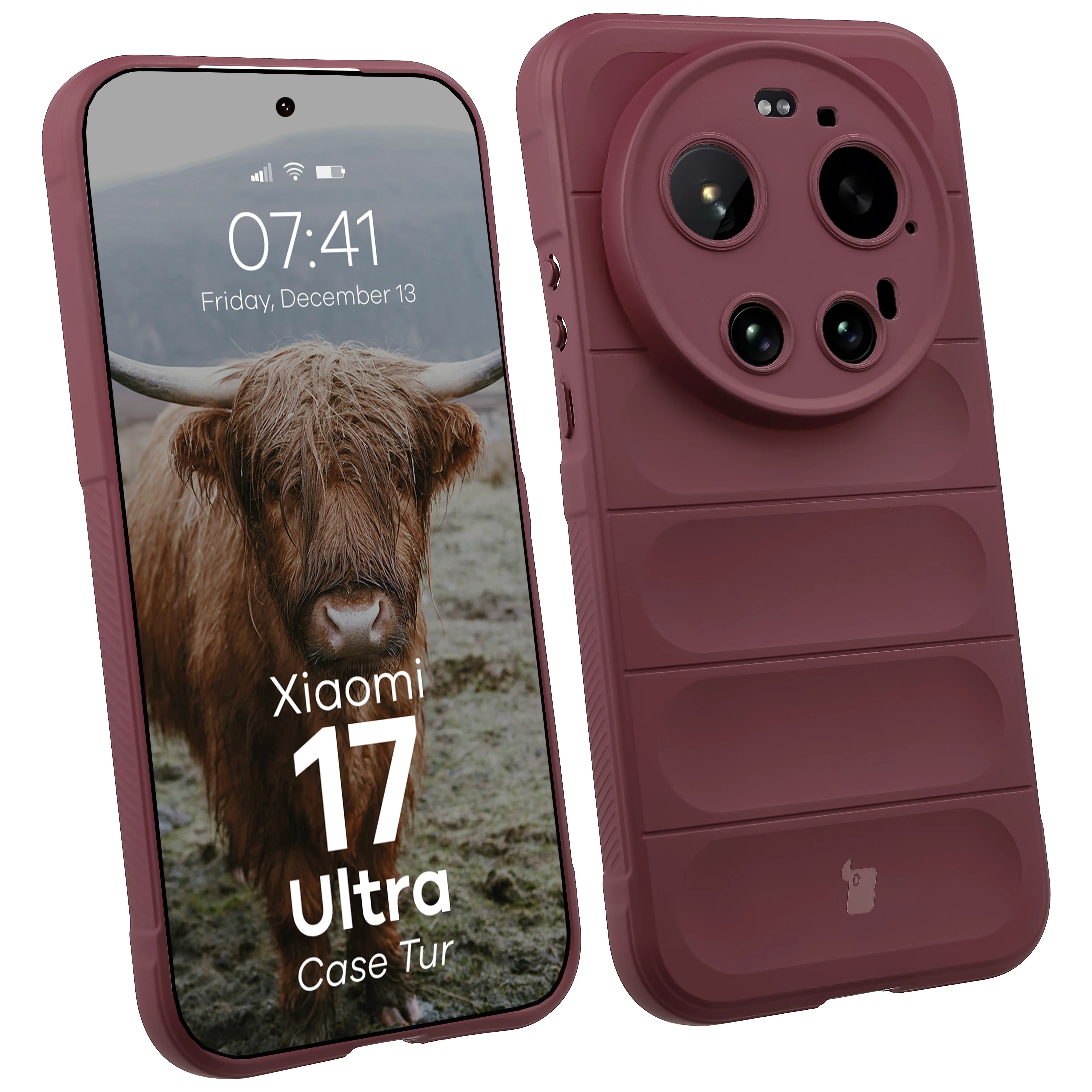 Robuste Handyhülle für Xiaomi 17 Ultra, Bizon Case Tur, Burgunderrot