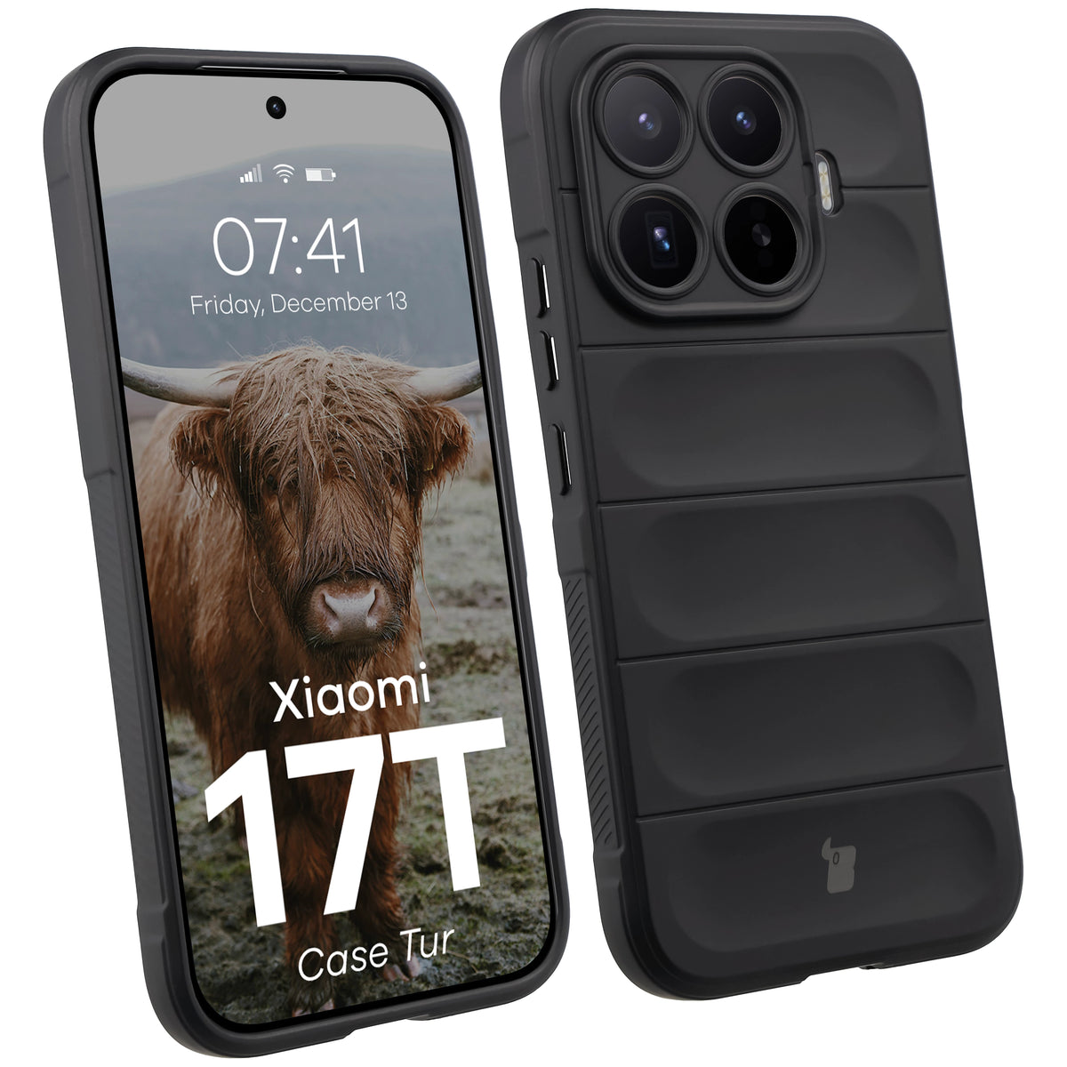 Robuste Handyhülle für Xiaomi 17T, Bizon Case Tur, Schwarz
