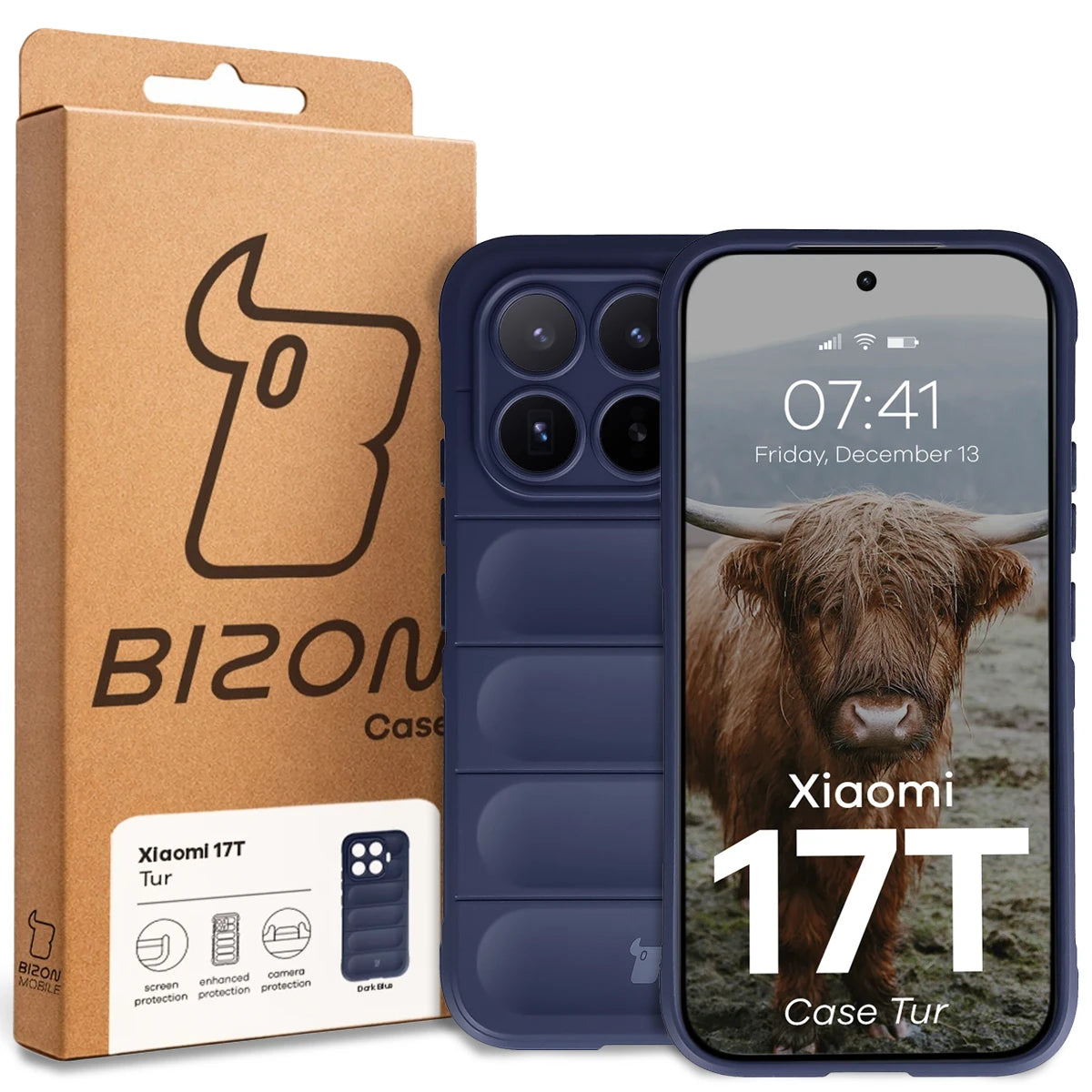 Robuste Handyhülle für Xiaomi 17T, Bizon Case Tur, Dunkelblau