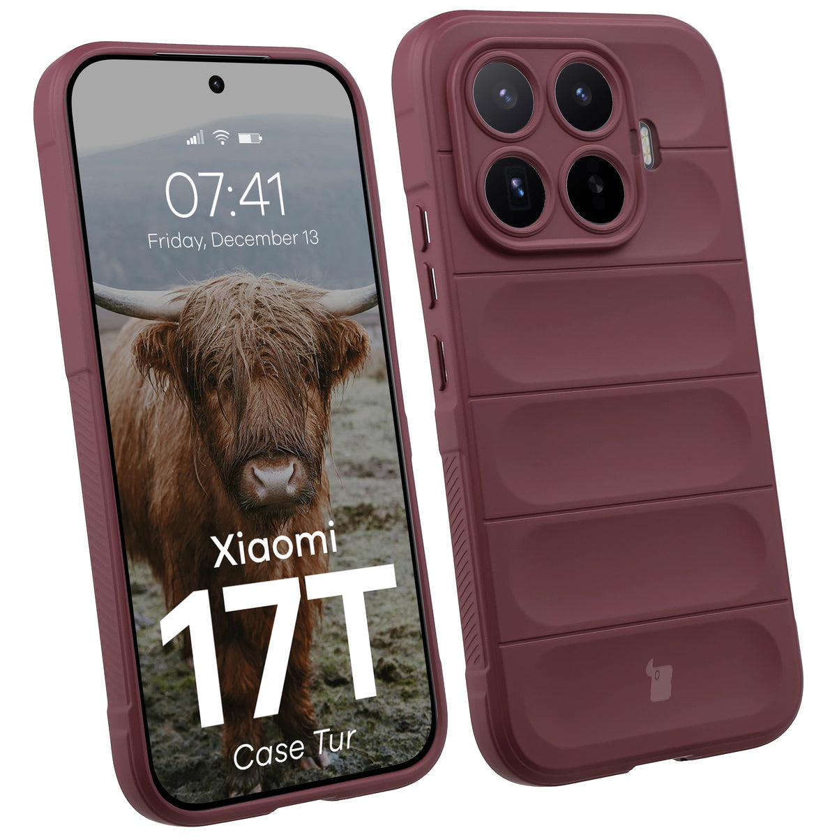Robuste Handyhülle für Xiaomi 17T, Bizon Case Tur, Burgunderrot