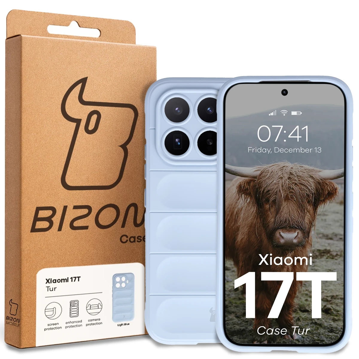 Robuste Handyhülle für Xiaomi 17T, Bizon Case Tur, Hellblau