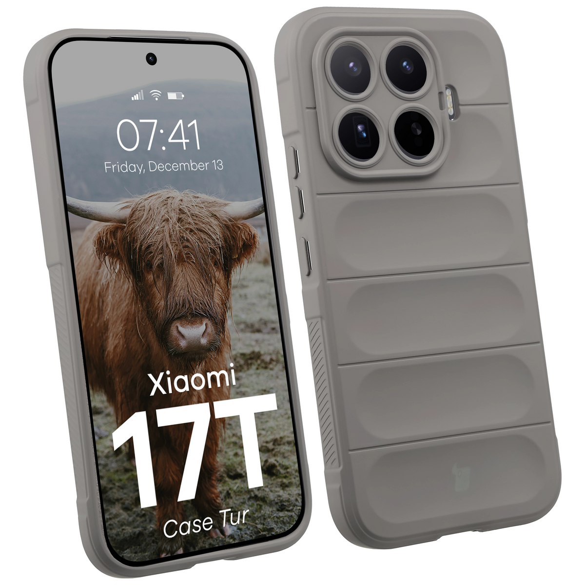 Robuste Handyhülle für Xiaomi 17T, Bizon Case Tur, Hellgrau