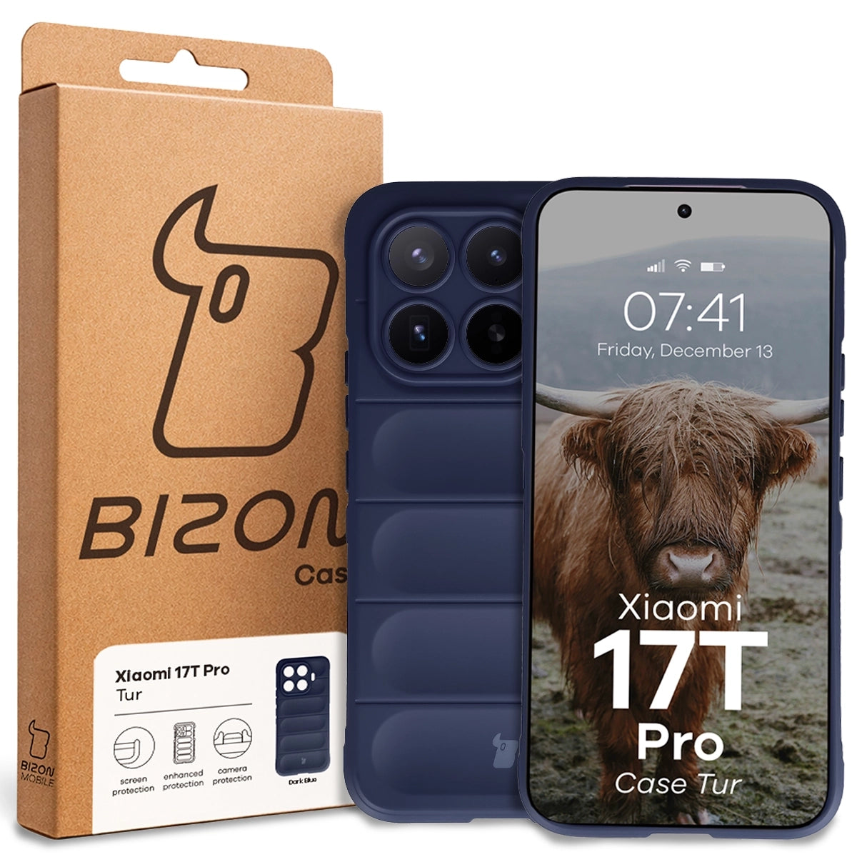 Pancerne etui Bizon Case Tur do Xiaomi 17T Pro, granatowe