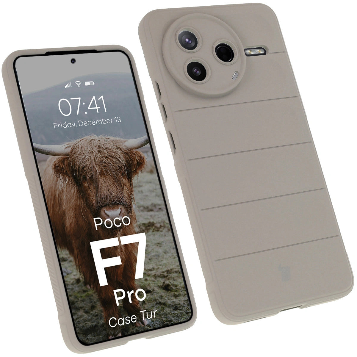Robuste Handyhülle für Xiaomi Poco F7 Pro, Bizon Case Tur, Hellgrau