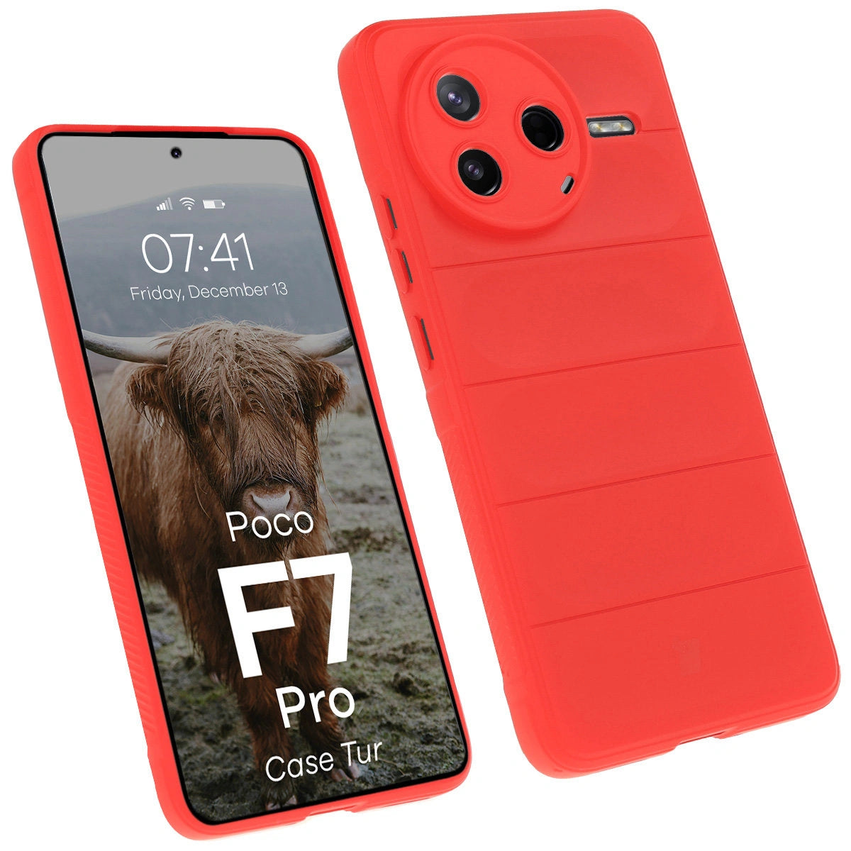 Robuste Handyhülle für Xiaomi Poco F7 Pro, Bizon Case Tur, Rot