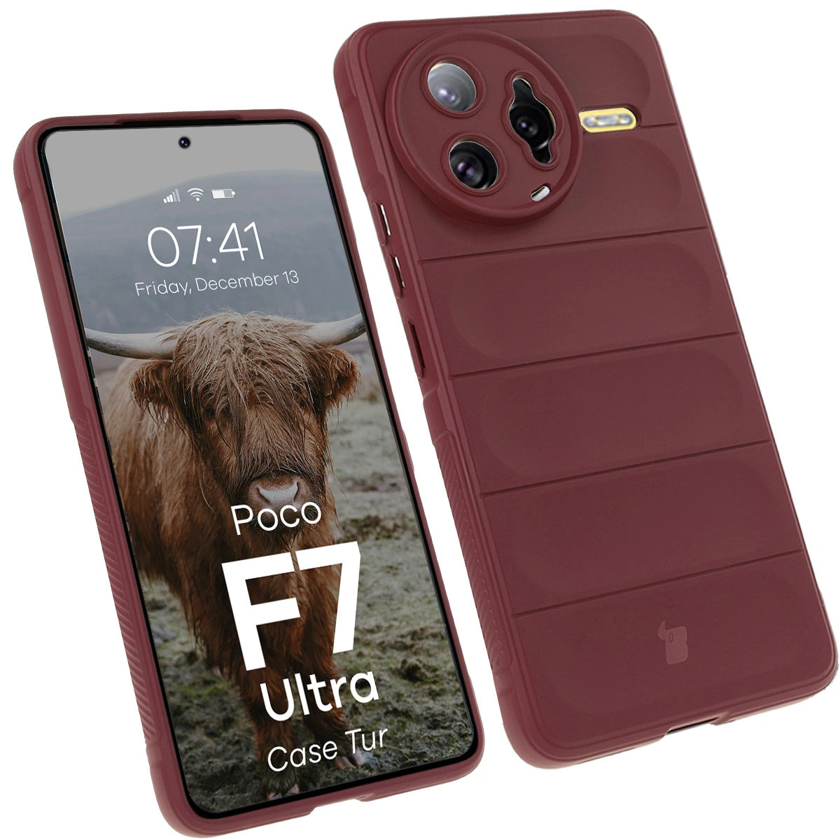 Robuste Handyhülle für Xiaomi Poco F7 Ultra, Bizon Case Tur, Burgunderrot