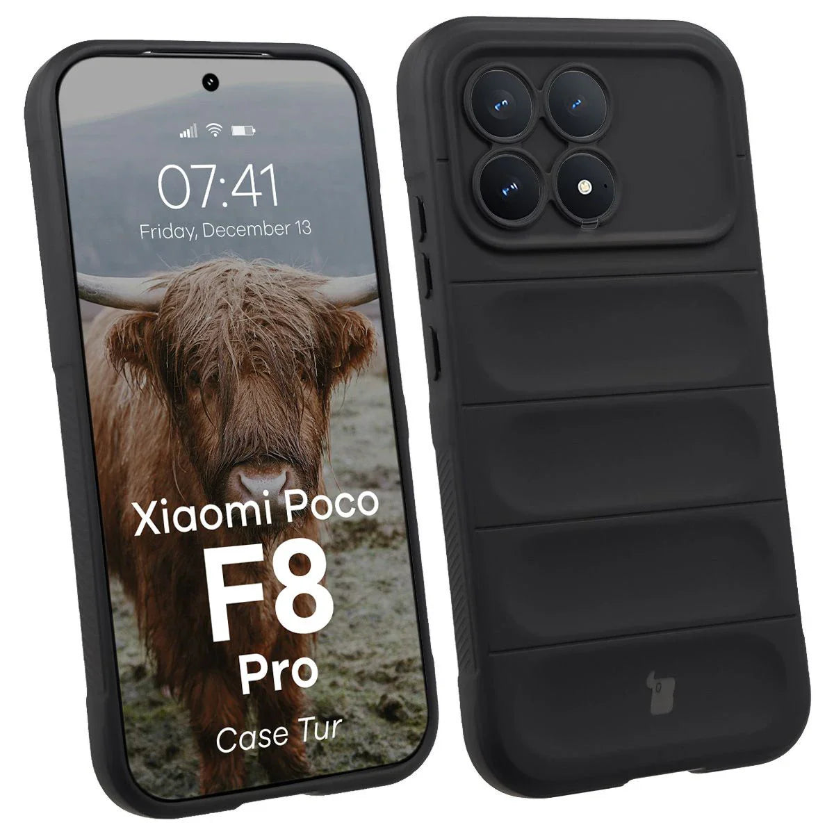 Robuste Handyhülle für Xiaomi POCO F8 Pro, Bizon Case Tur, Schwarz