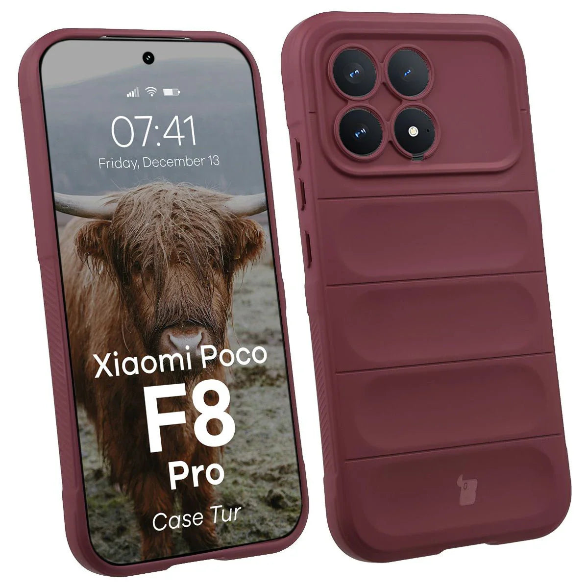 Robuste Handyhülle für Xiaomi POCO F8 Pro, Bizon Case Tur, Burgunderrot