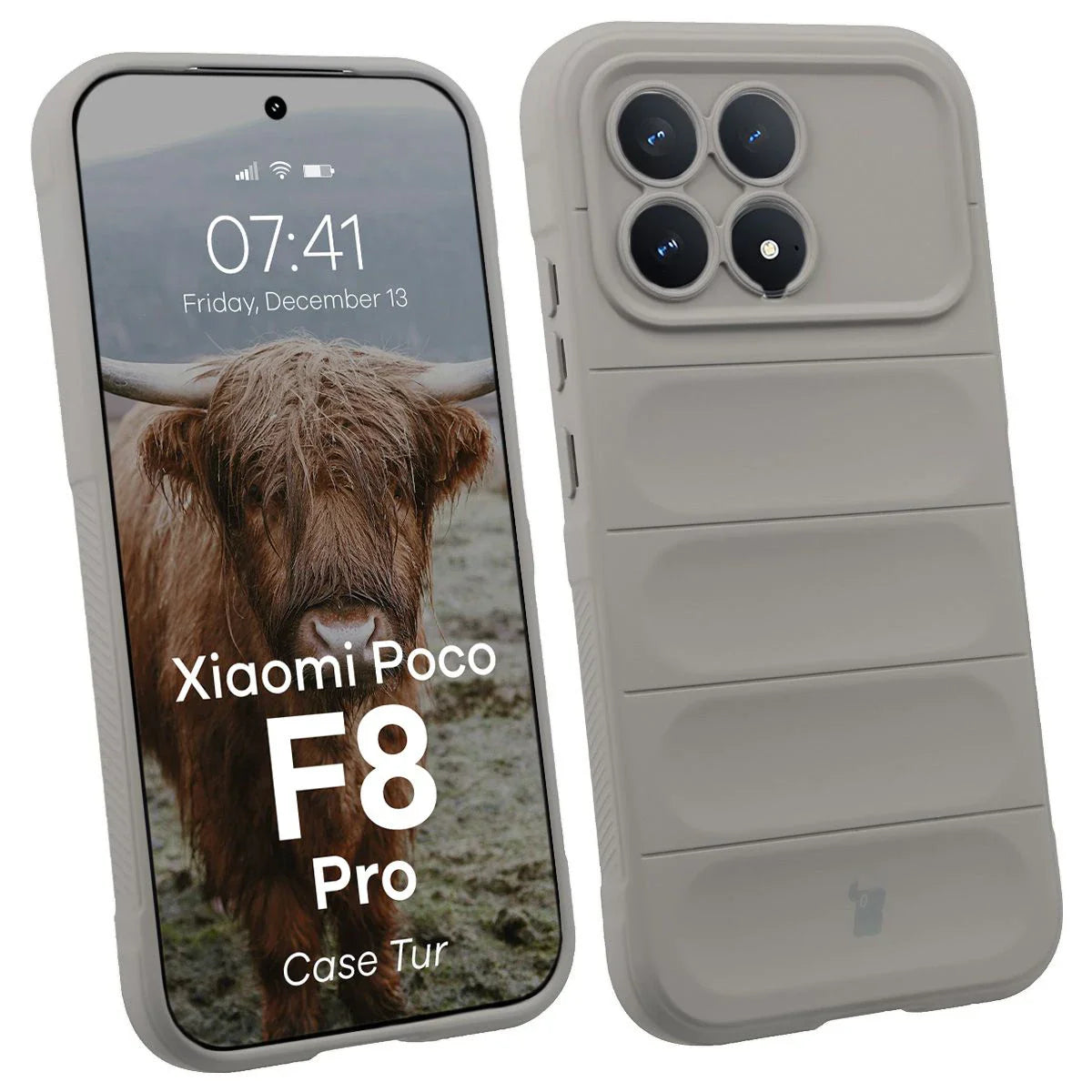 Robuste Handyhülle für Xiaomi POCO F8 Pro, Bizon Case Tur, Hellgrau