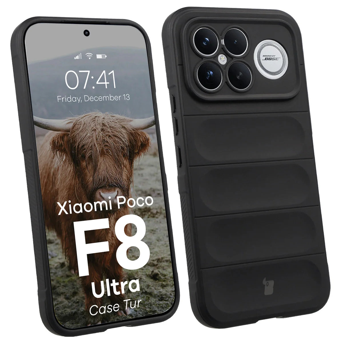 Robuste Handyhülle für Xiaomi POCO F8 Ultra, Bizon Case Tur, Schwarz