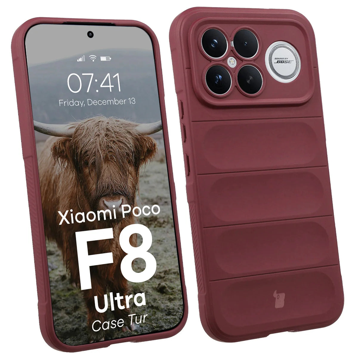 Robuste Handyhülle für Xiaomi POCO F8 Ultra, Bizon Case Tur, Burgunderrot