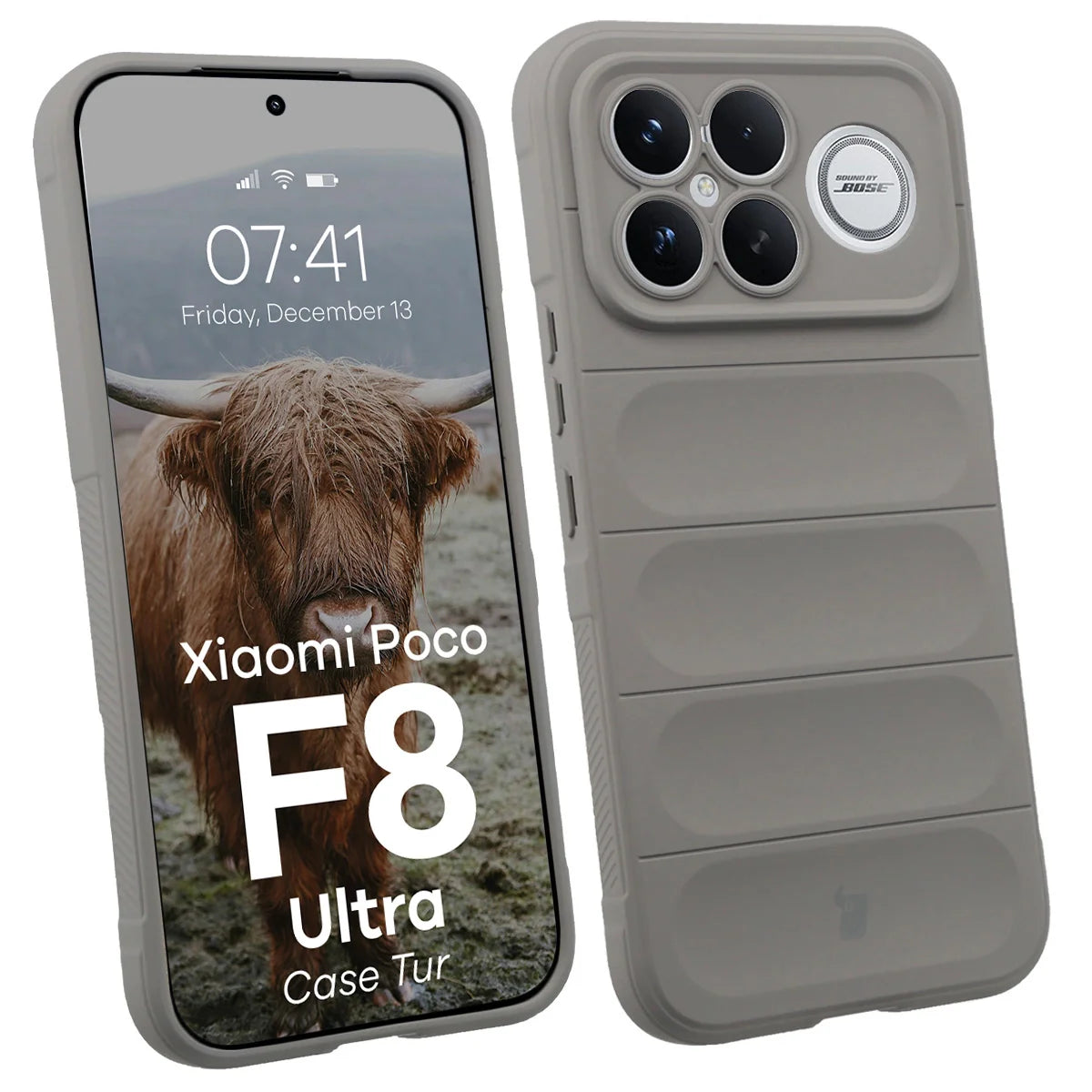 Robuste Handyhülle für Xiaomi POCO F8 Ultra, Bizon Case Tur, Hellgrau