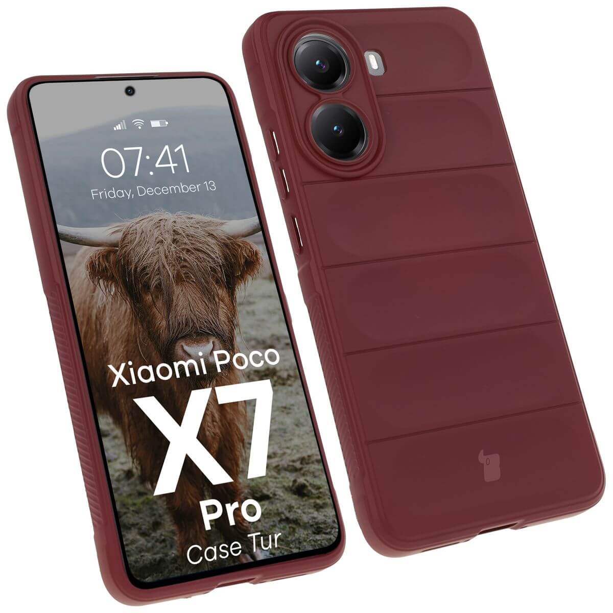 handyhülle poco x7 pro Robuste Handyhülle für Xiaomi Poco X7 Pro, Bizon Case Tur, Burgunderro