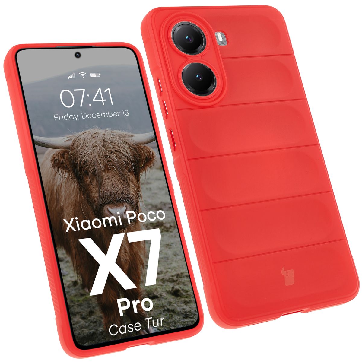 Robuste Handyhülle für Xiaomi Poco X7 Pro, Bizon Case Tur, Rot