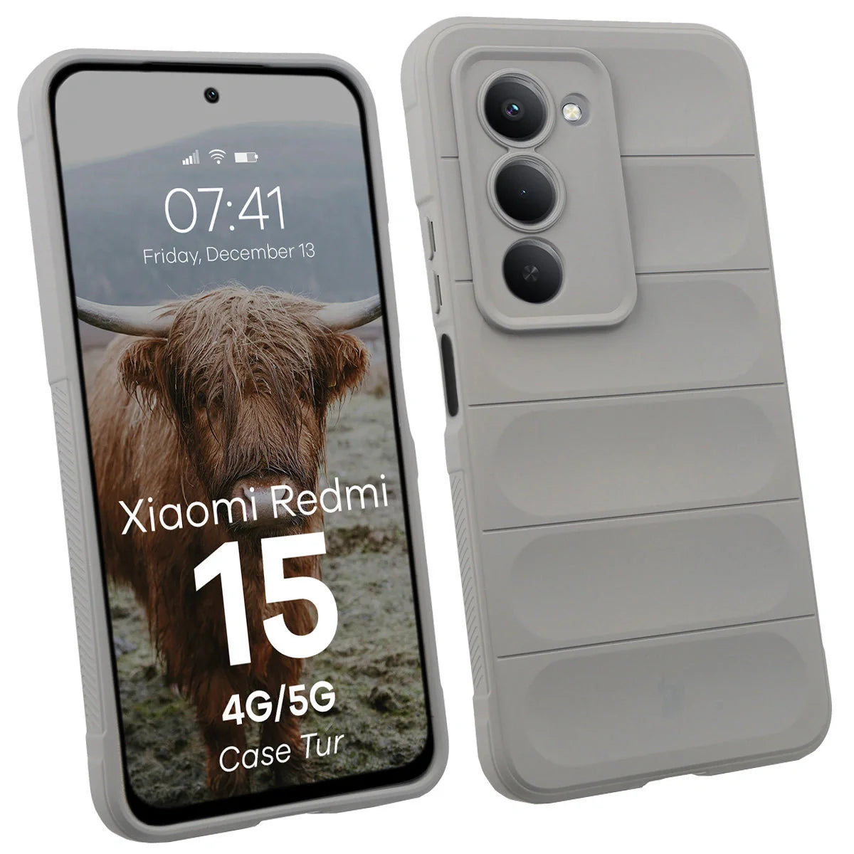 Robuste Handyhülle für Xiaomi Redmi 15 4G / 5G, Bizon Case Tur, Hellgrau