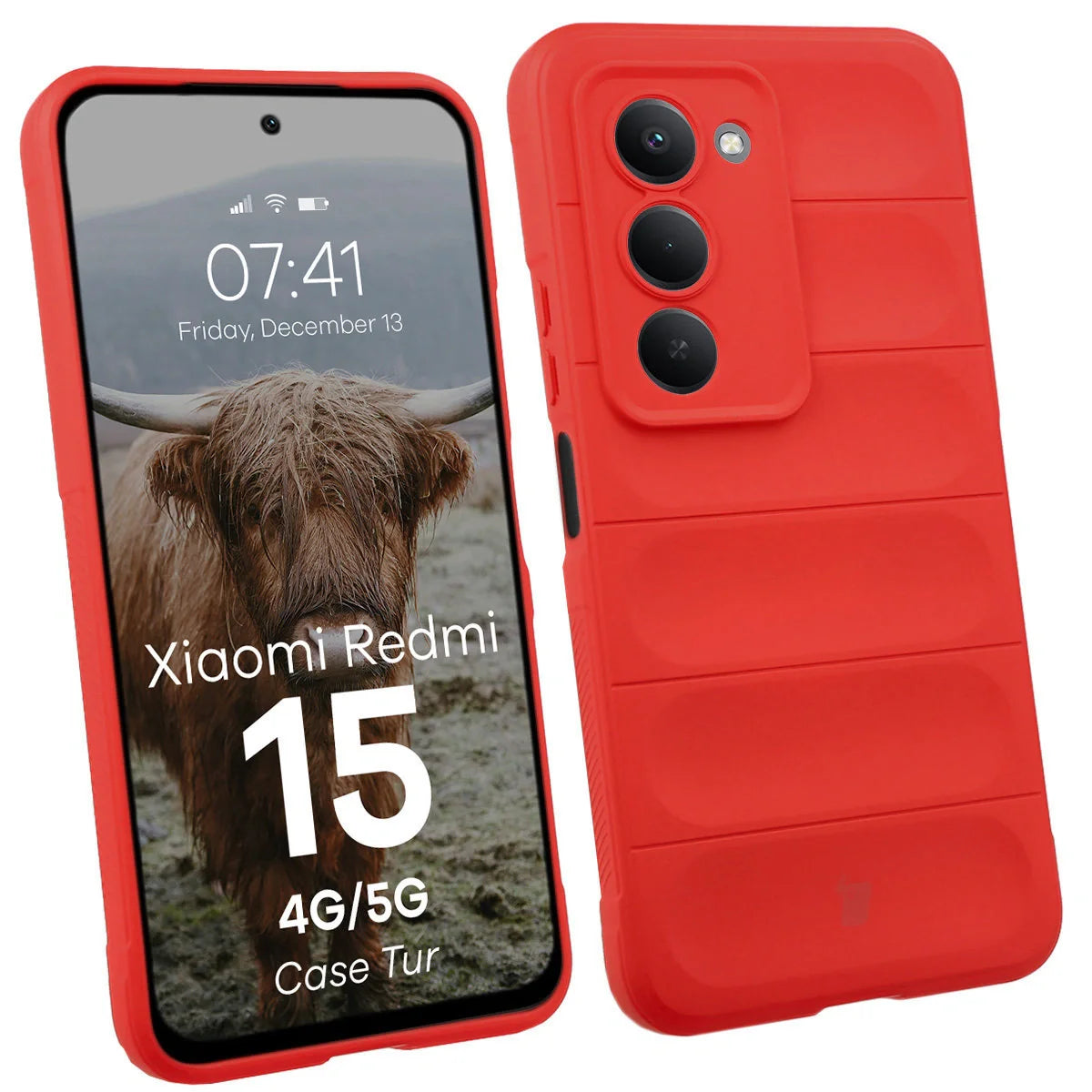 Robuste Handyhülle für Xiaomi Redmi 15 4G / 5G, Bizon Case Tur, Rot