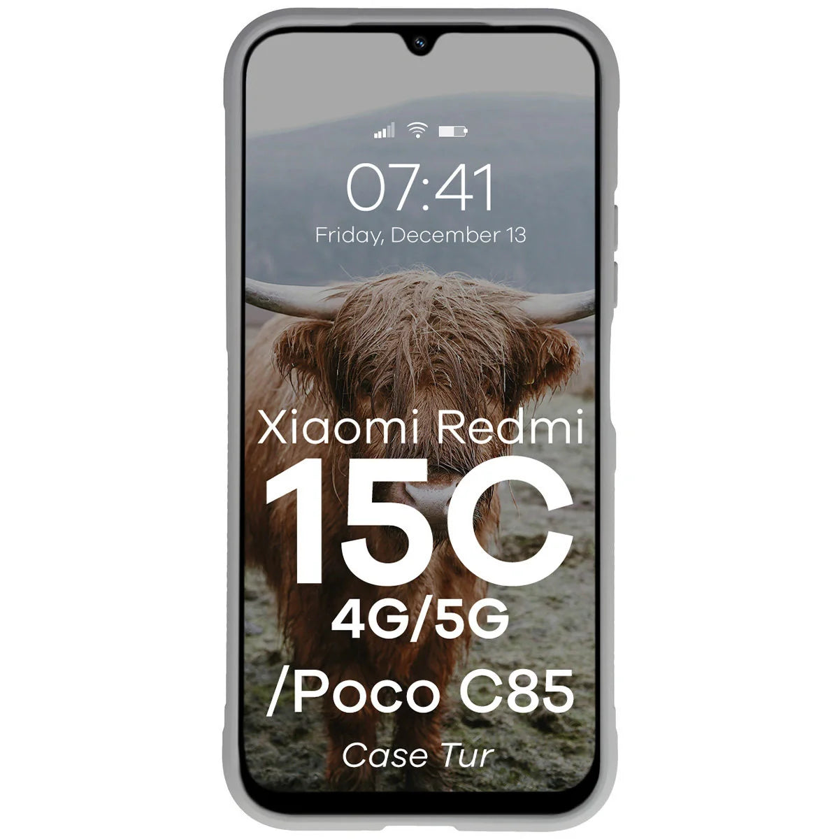 Robuste Handyhülle für Xiaomi Redmi 15C 4G / 5G / POCO C85 4G, Bizon Case Tur, Hellgrau