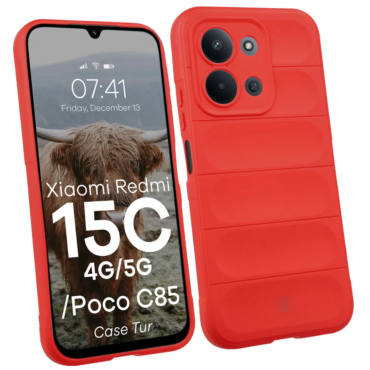 Robuste Handyhülle für Xiaomi Redmi 15C 4G / 5G / POCO C85 4G, Bizon Case Tur, Rot