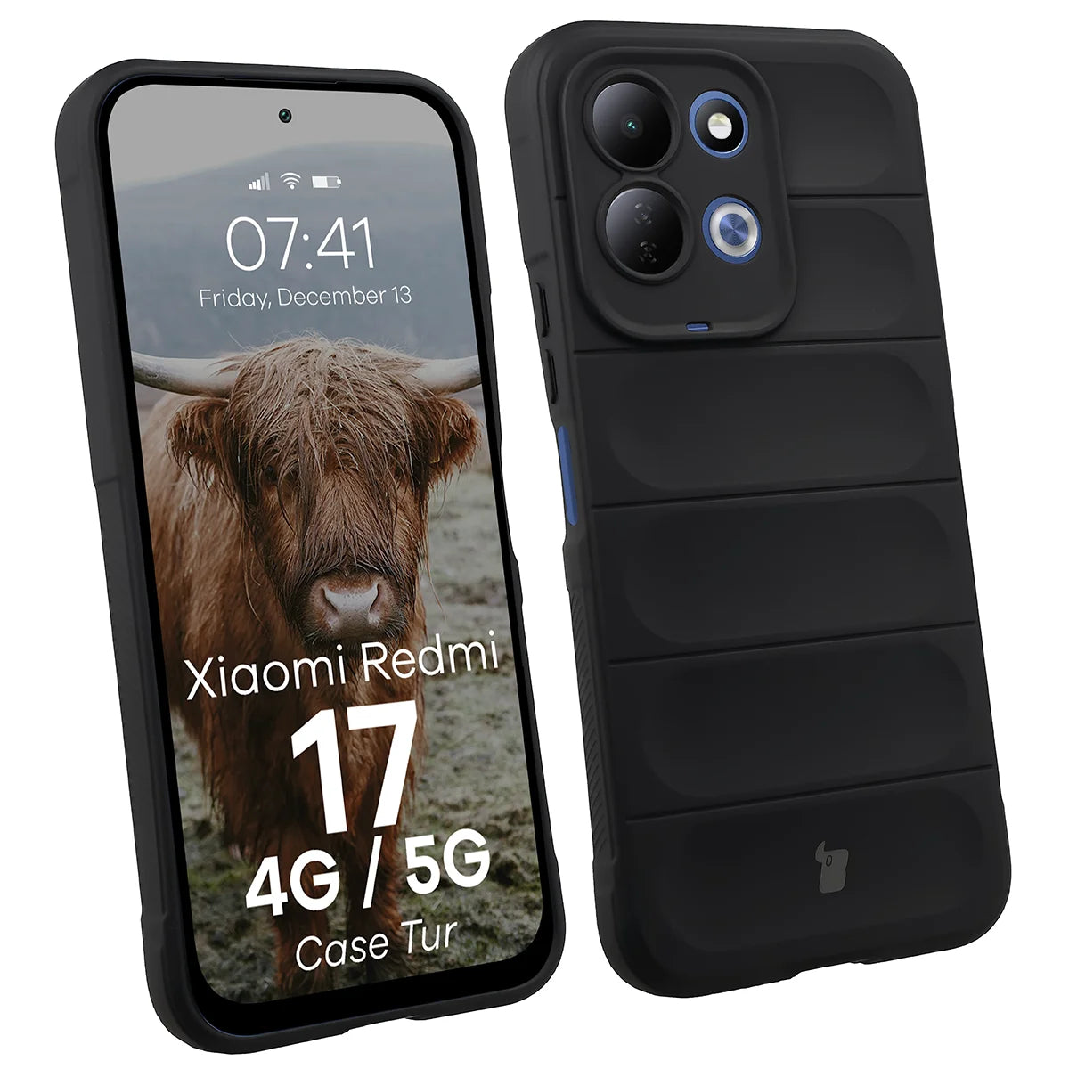 Robuste Handyhülle für Xiaomi Redmi 17 4G/5G, Bizon Case Tur, Schwarz (1/8)