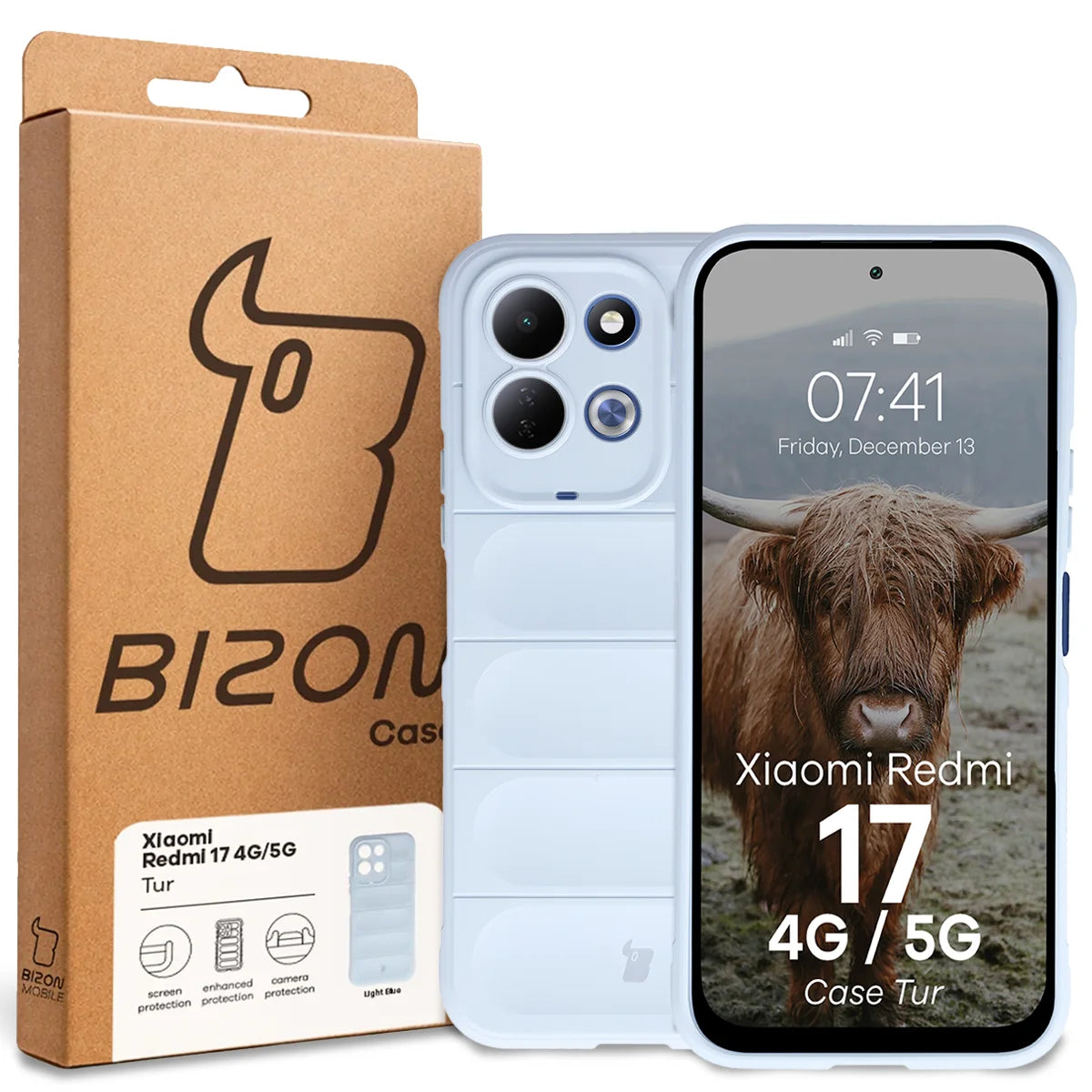 Robuste Handyhülle für Xiaomi Redmi 17 4G/5G, Bizon Case Tur, Hellblau (8/8)