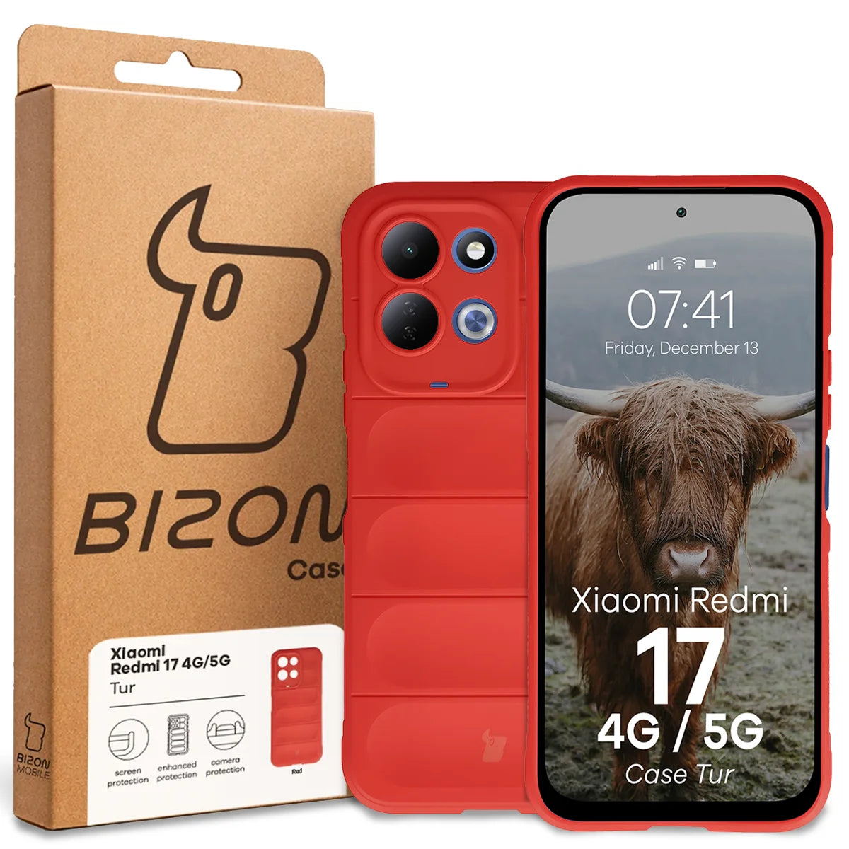 Robuste Handyhülle für Xiaomi Redmi 17 4G/5G, Bizon Case Tur, Rot (8/8)