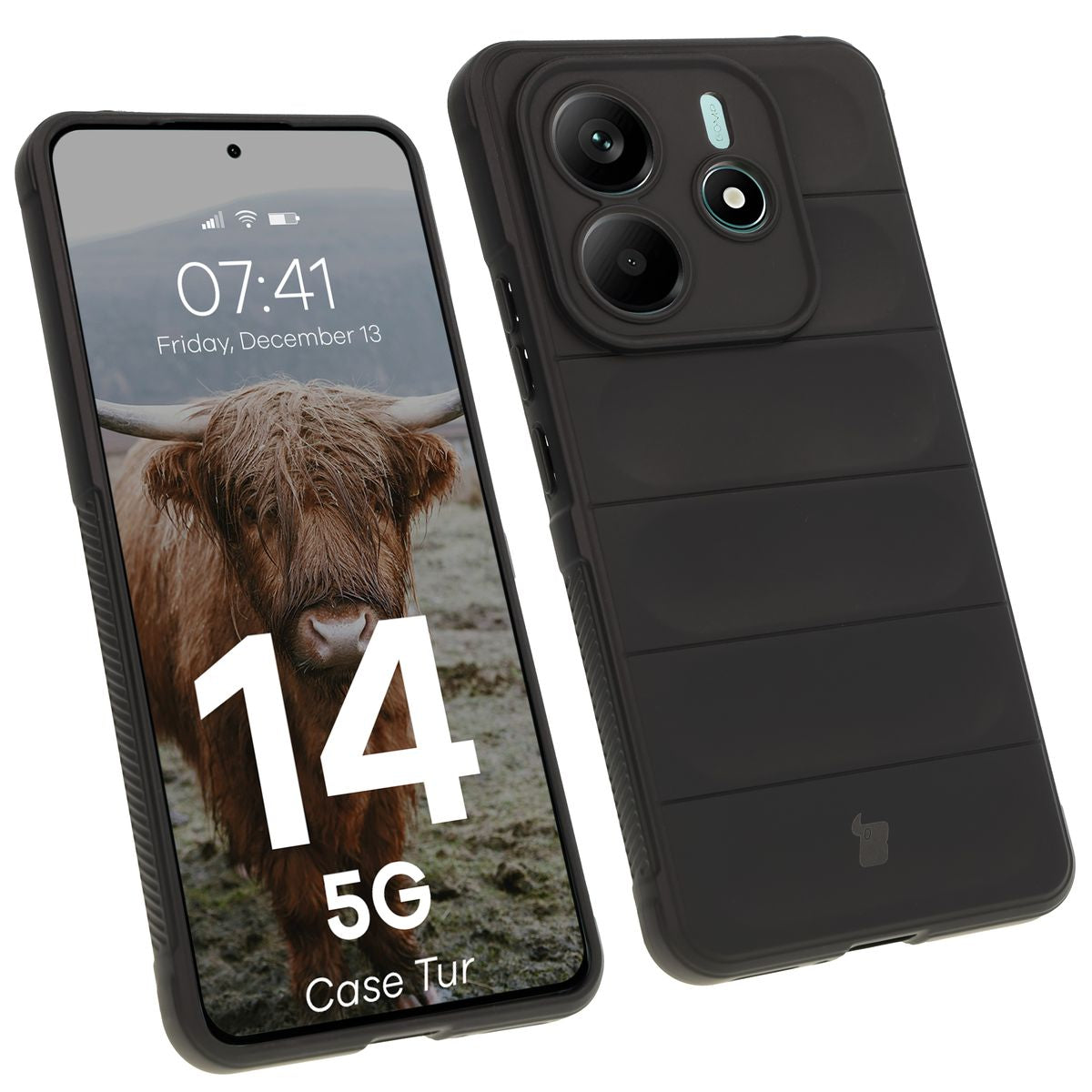 Robuste Handyhülle für Xiaomi Redmi Note 14 5G, Bizon Case Tur, Schwarz