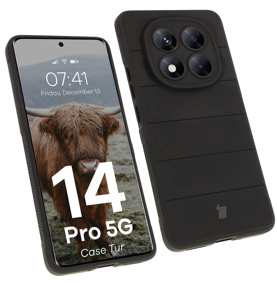 Robuste Handyhülle für Xiaomi Redmi Note 14 Pro 5G / Poco X7, Bizon Case Tur, Schwarz