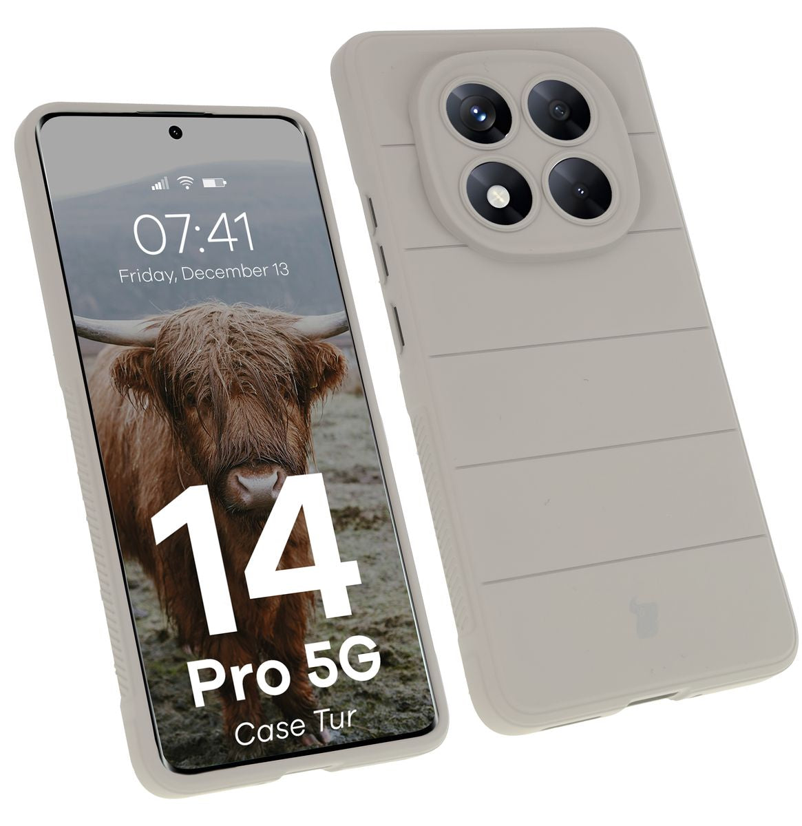 Robuste Handyhülle für Xiaomi Redmi Note 14 Pro 5G / Poco X7, Bizon Case Tur, Hellgrau