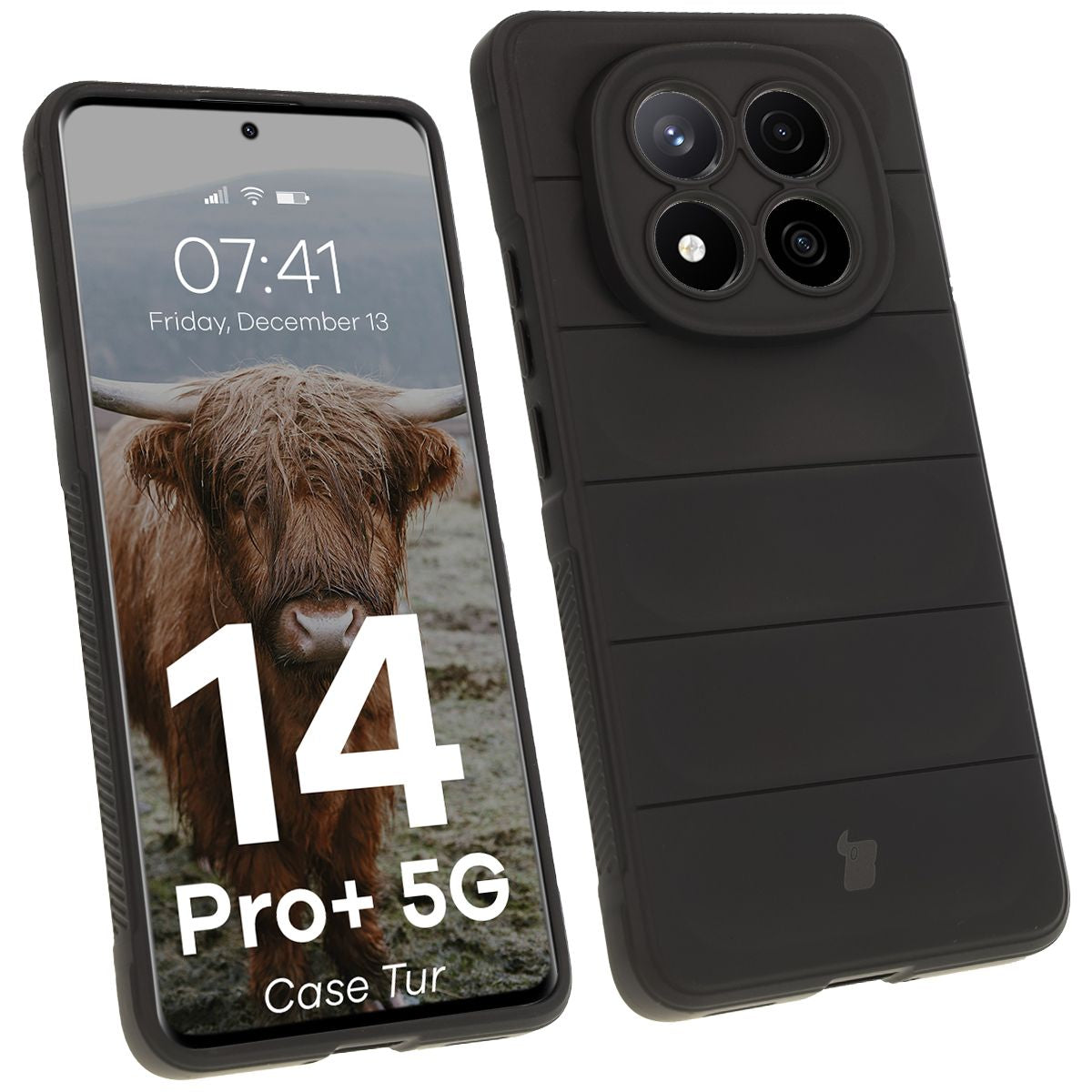 Robuste Handyhülle für Xiaomi Redmi Note 14 Pro Plus 5G, Bizon Case Tur, Schwarz