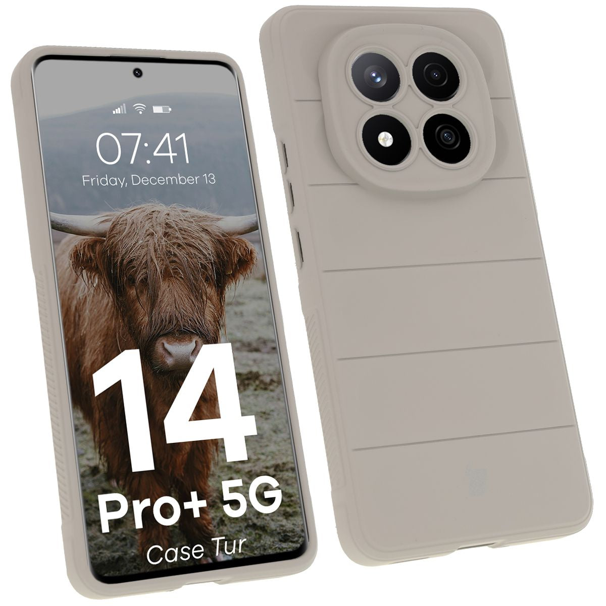 Robuste Handyhülle für Xiaomi Redmi Note 14 Pro Plus 5G, Bizon Case Tur, Hellgrau