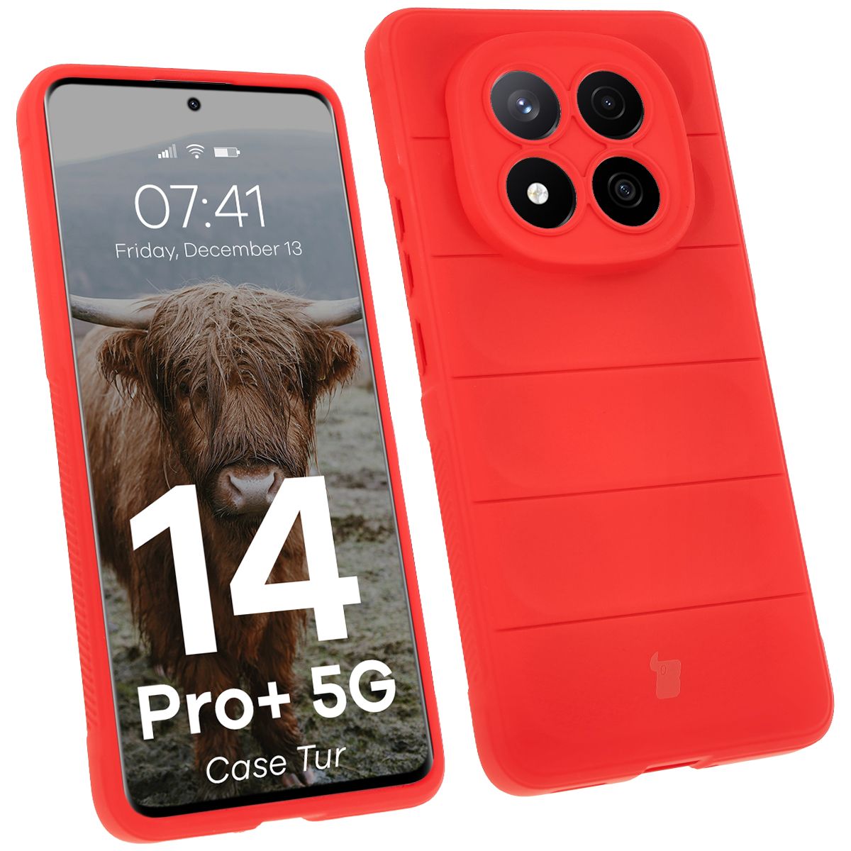 Robuste Handyhülle für Xiaomi Redmi Note 14 Pro Plus 5G, Bizon Case Tur, Rot